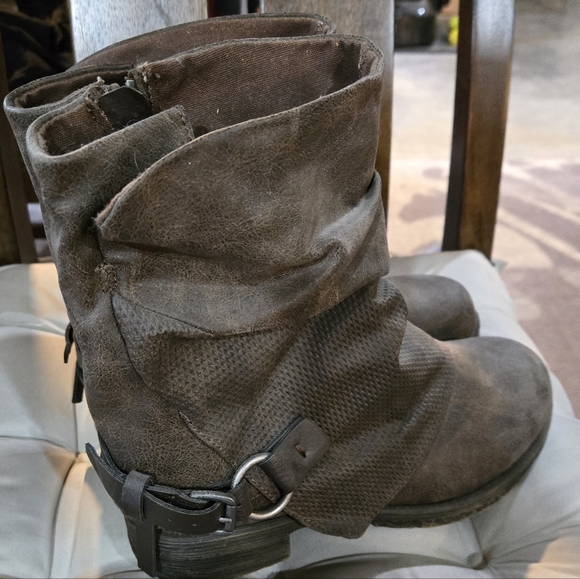 Brown Slouchy Ankle Boots with Buckle - Picture 6 of 6